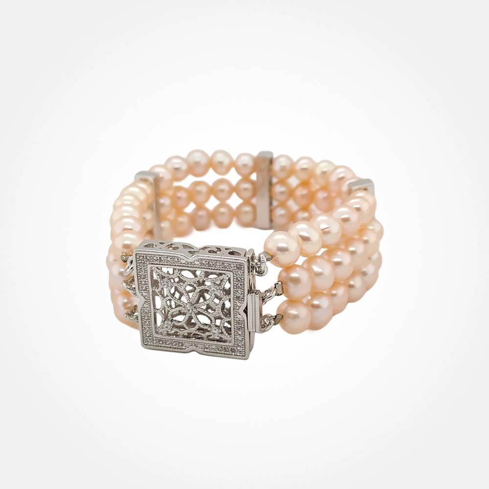 Three String Off Round Pearl Bracelet