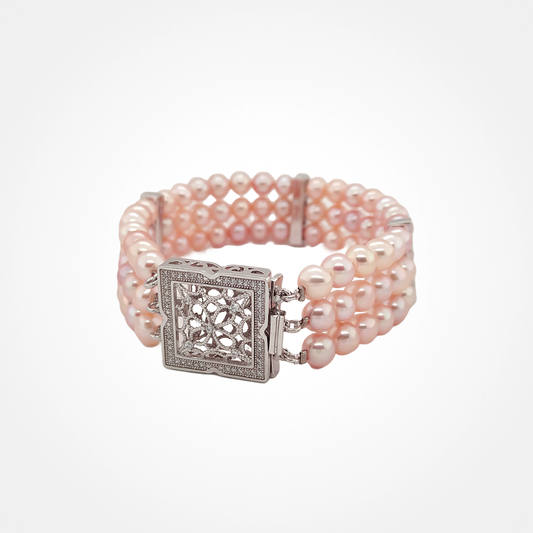 Three String Off Round Pearl Bracelet