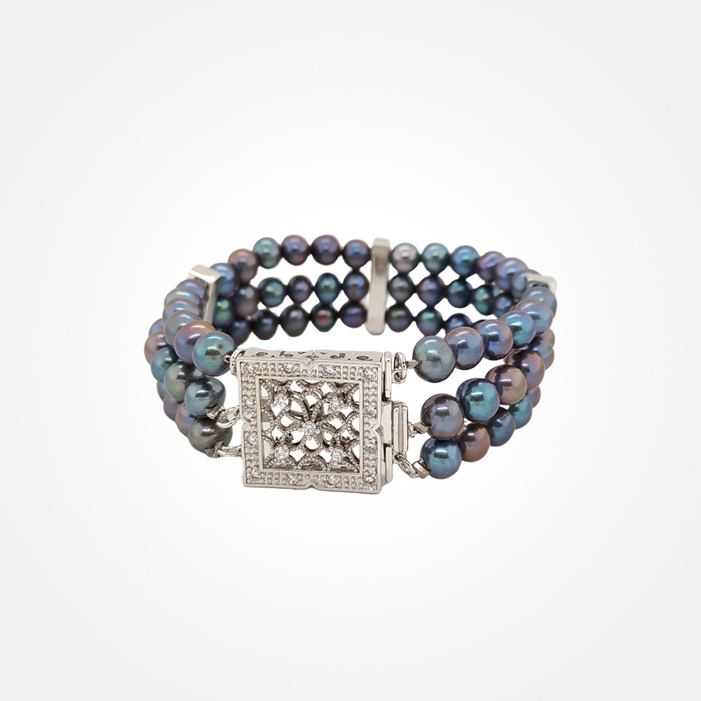 Three String Off Round Pearl Bracelet