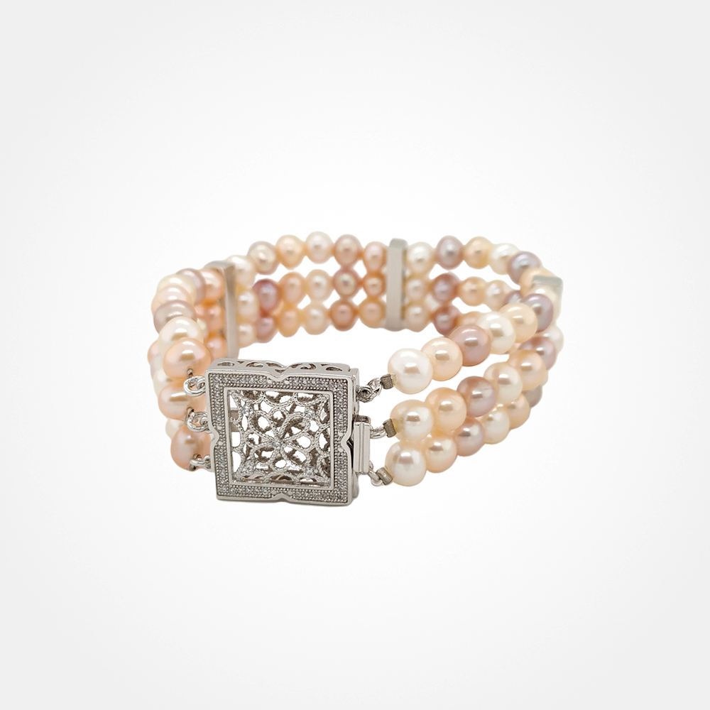 Three String Off Round Pearl Bracelet