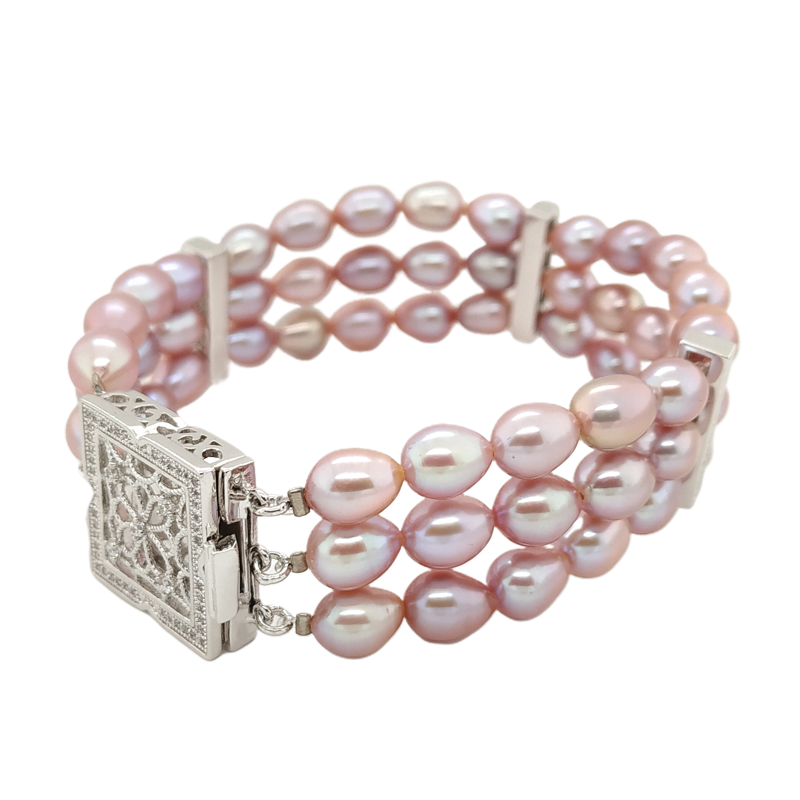 Three String Rice Pearl Bracelet