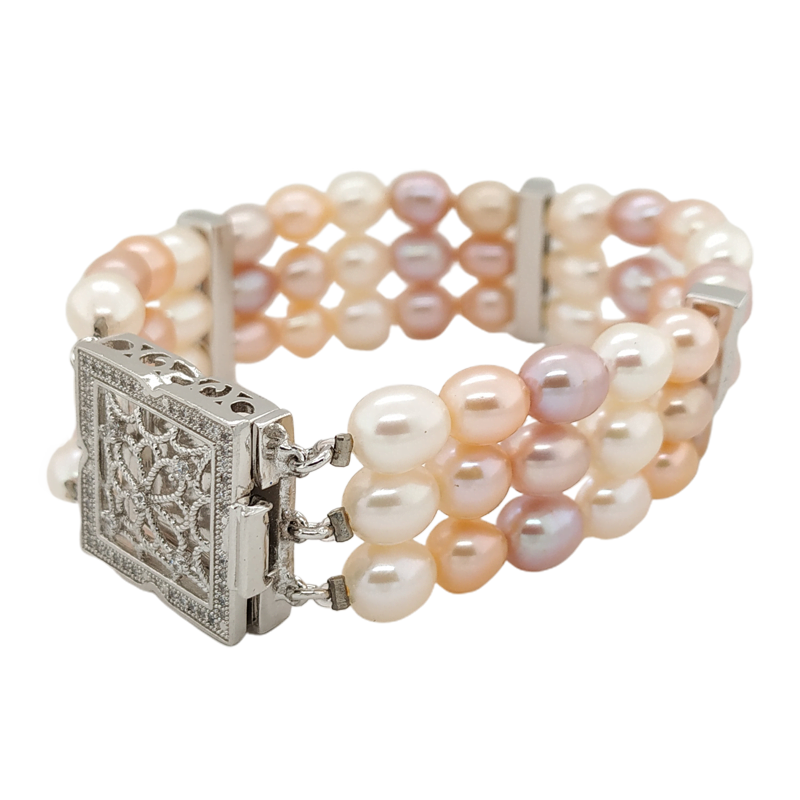 Three String Rice Pearl Bracelet