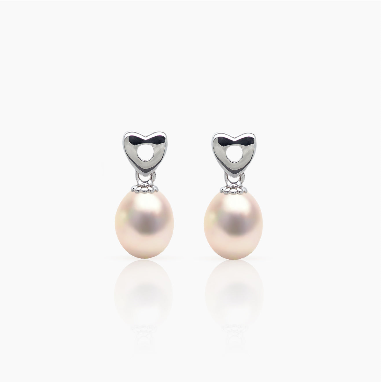 Lustrous Heart Pearl Drop Earrings