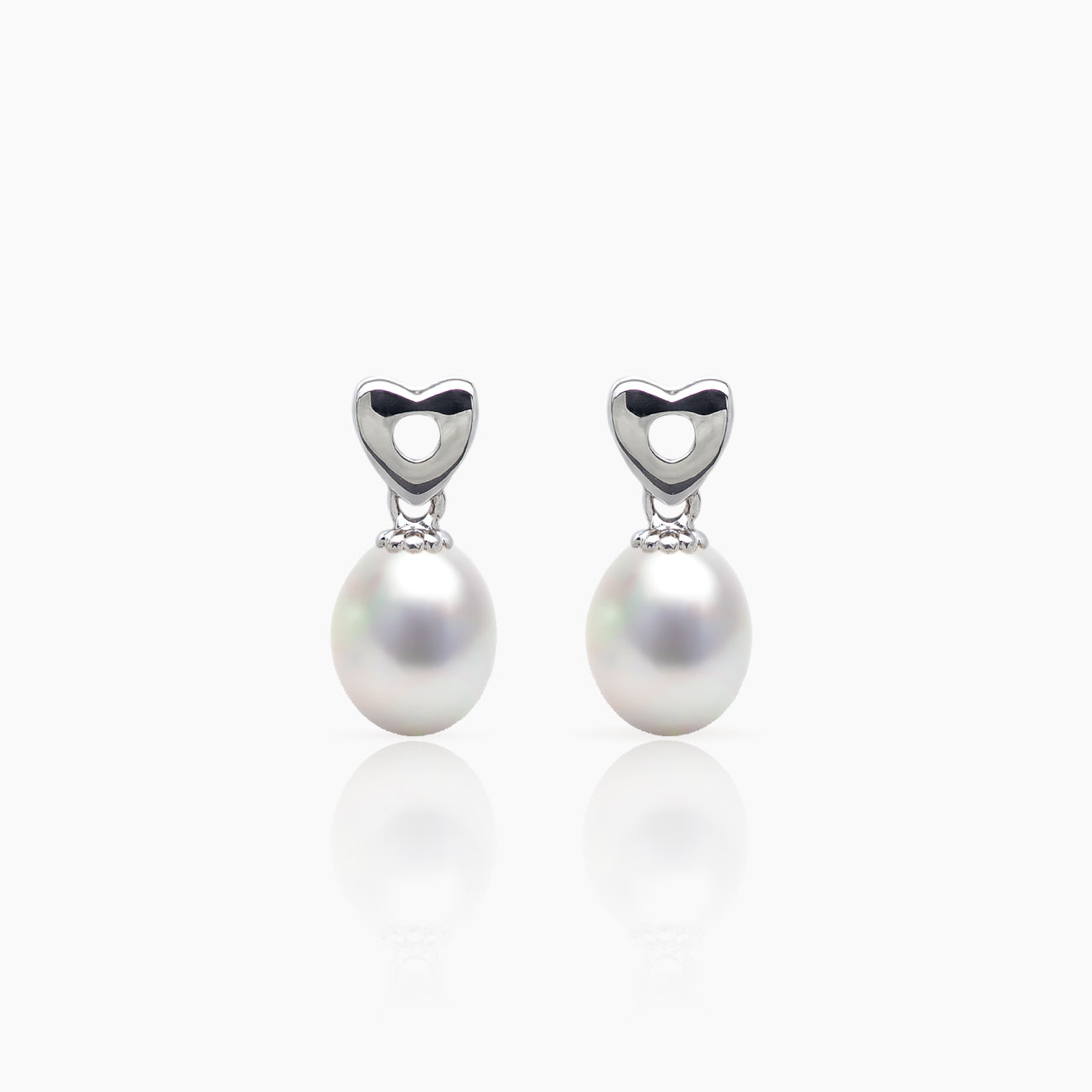 Lustrous Heart Pearl Drop Earrings