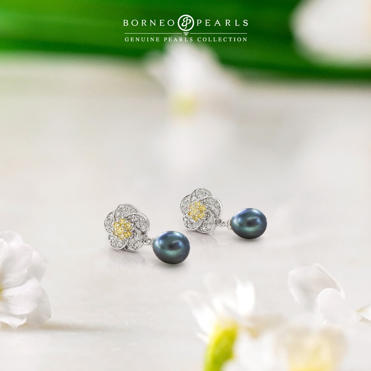 Flower Pearl Drop Earring