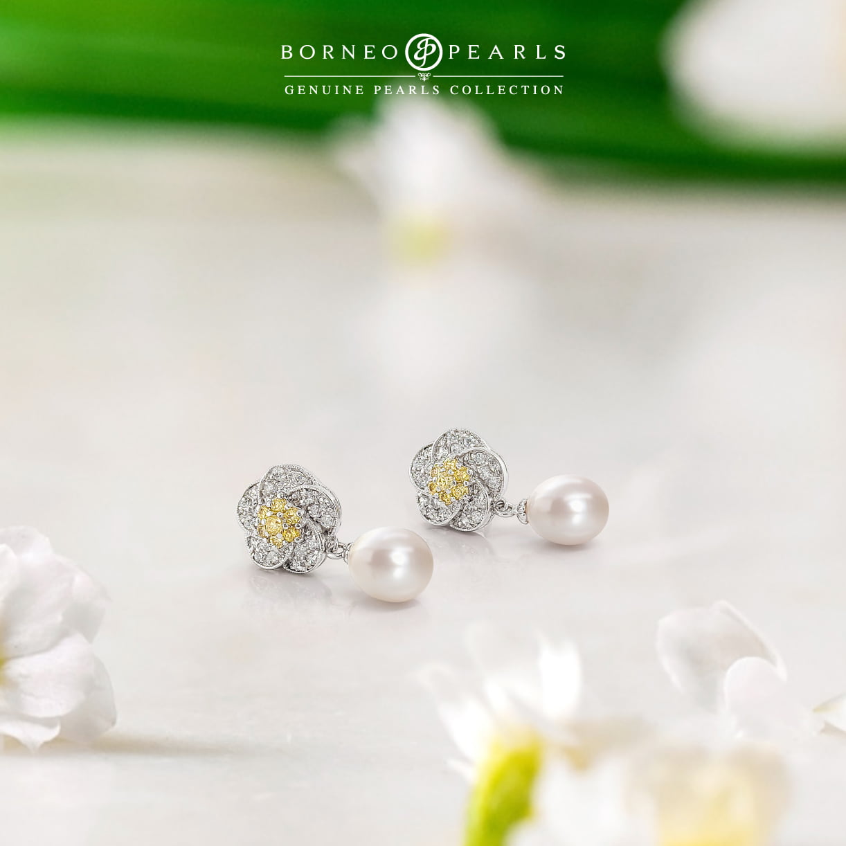 Flower Pearl Drop Earring