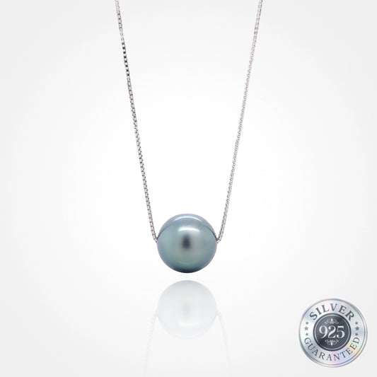 10-10.5 毫米圆形大溪地珍珠配 925 可调节链条