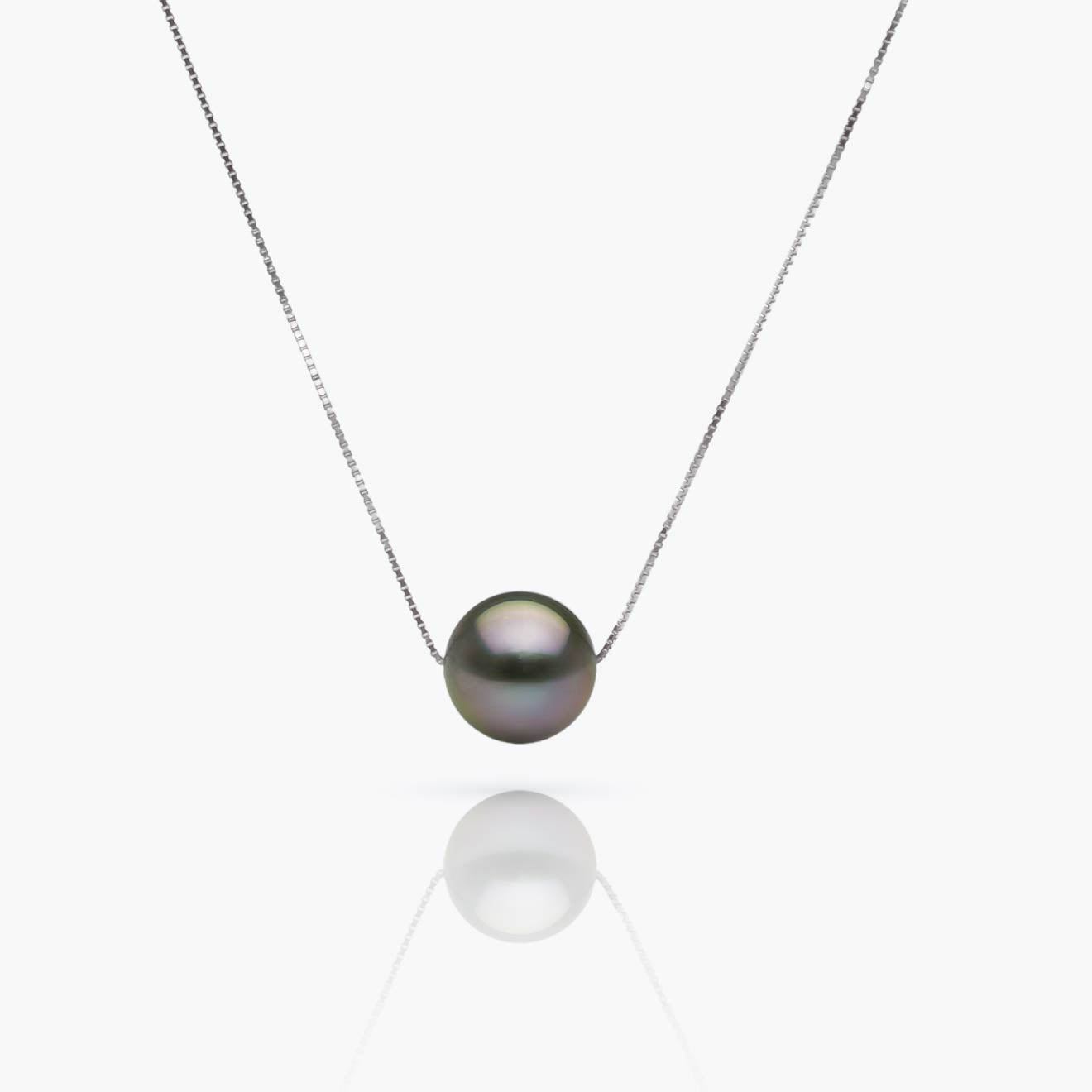 10-11mm Round Tahitian Pearl Adjustable 925 Chain