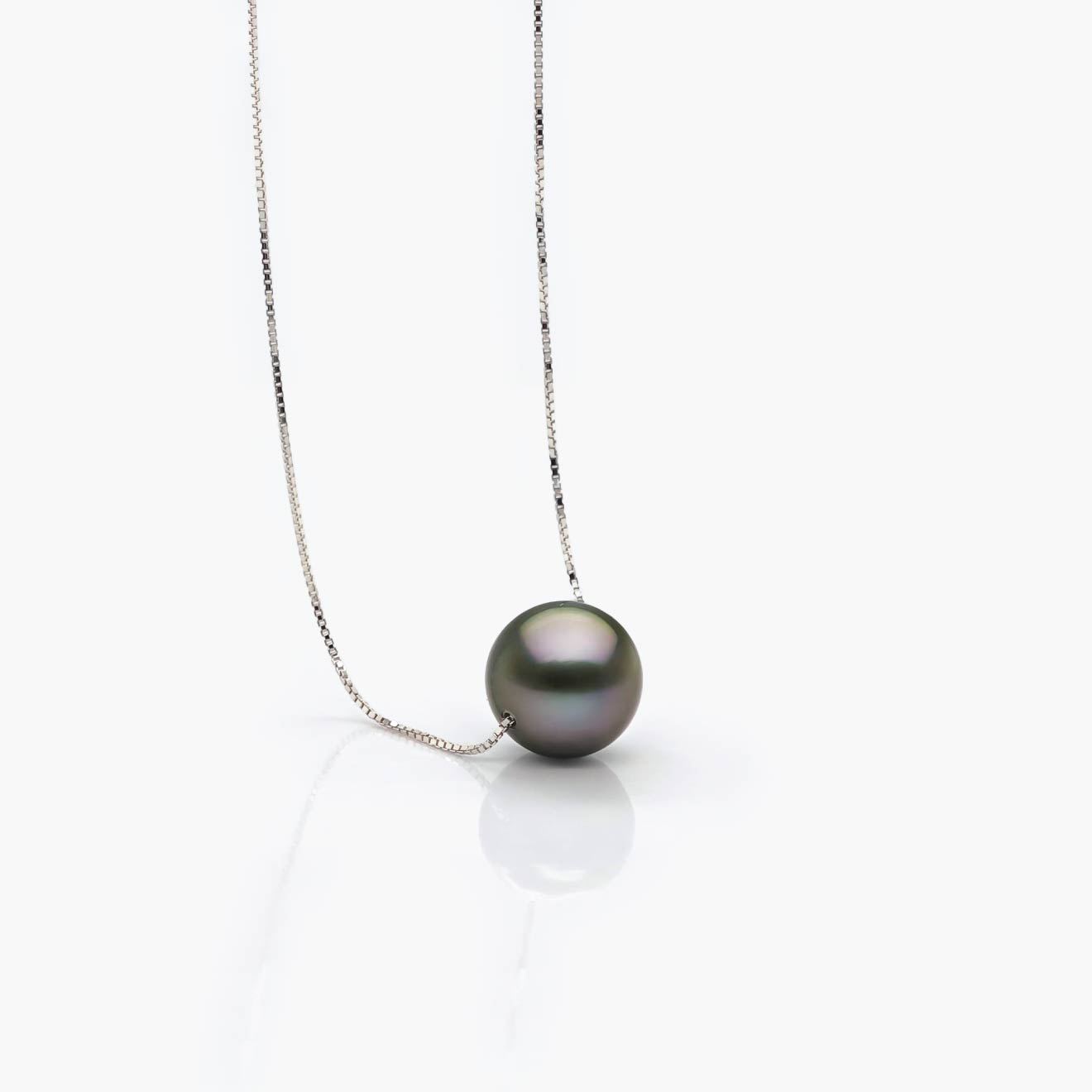 10-11mm Round Tahitian Pearl Adjustable 925 Chain