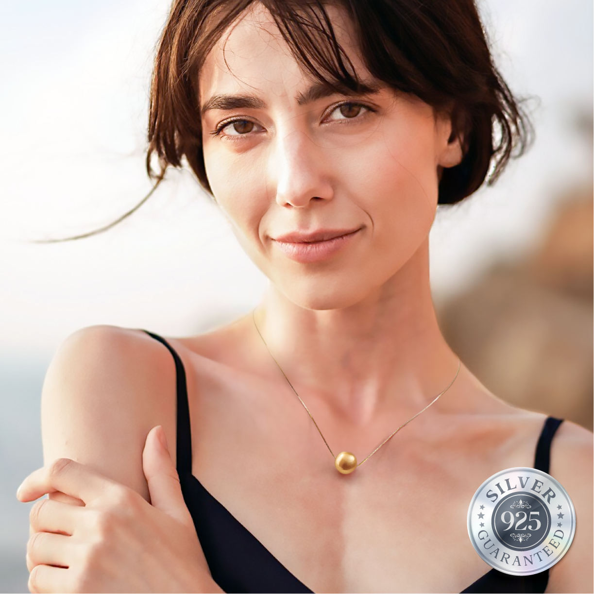 Classic 10-11mm Golden South Sea Pearl on 925 Silver Adjustable Chain