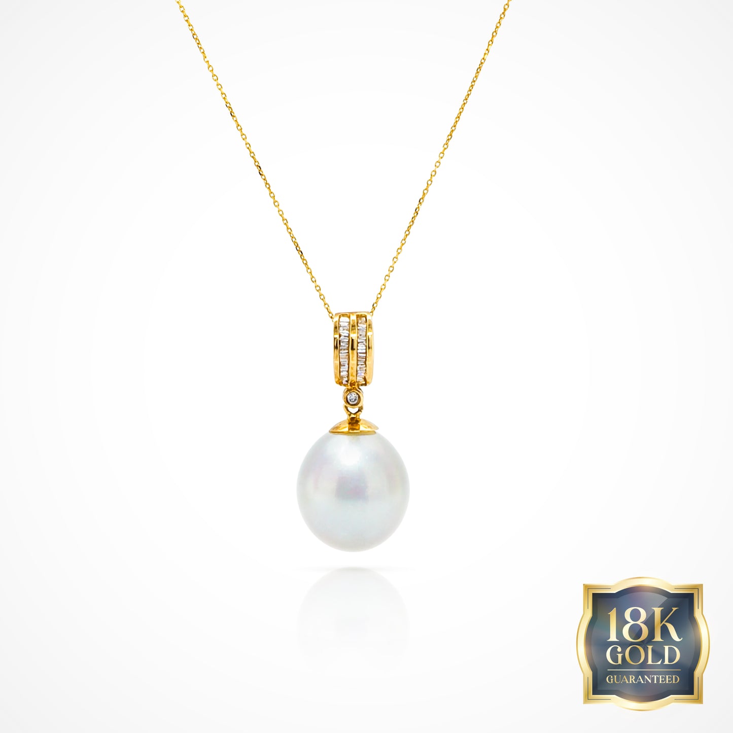 18K Gold White Southsea Celestial Pendant