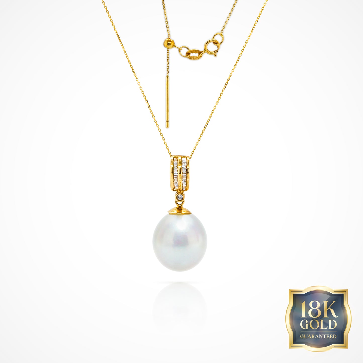 18K Gold White Southsea Celestial Pendant