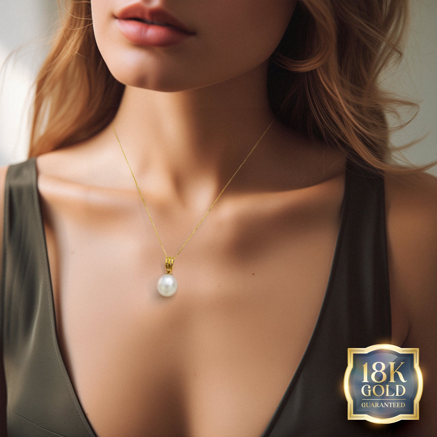 18K Gold White Southsea Celestial Pendant
