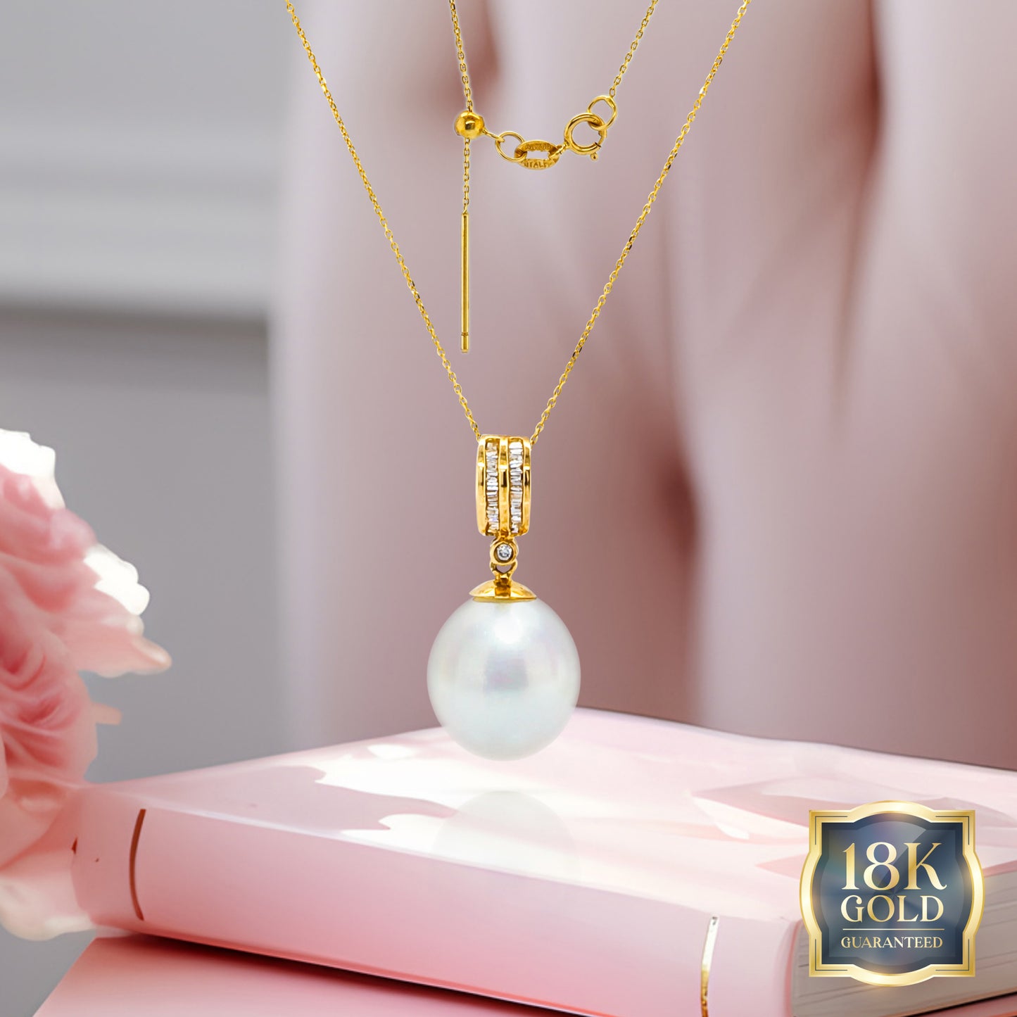 18K Gold White Southsea Celestial Pendant