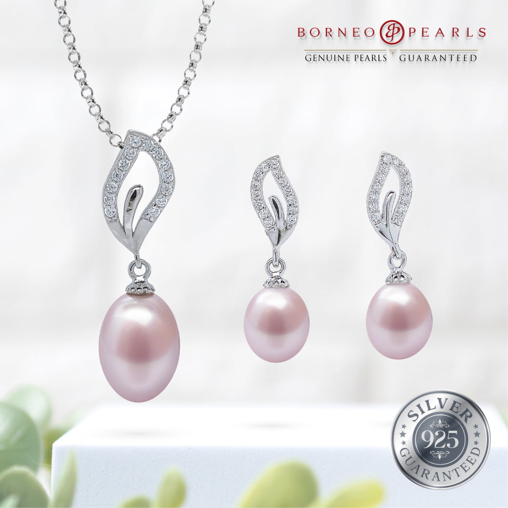 925 Silver Pearl Earring & Pendant Set