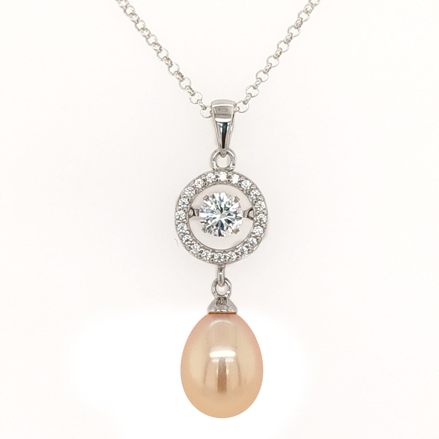 Heartbeat Crystal Pendant in Peach