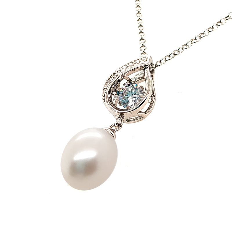 Sparkling Leaf Crystal Pendant in White