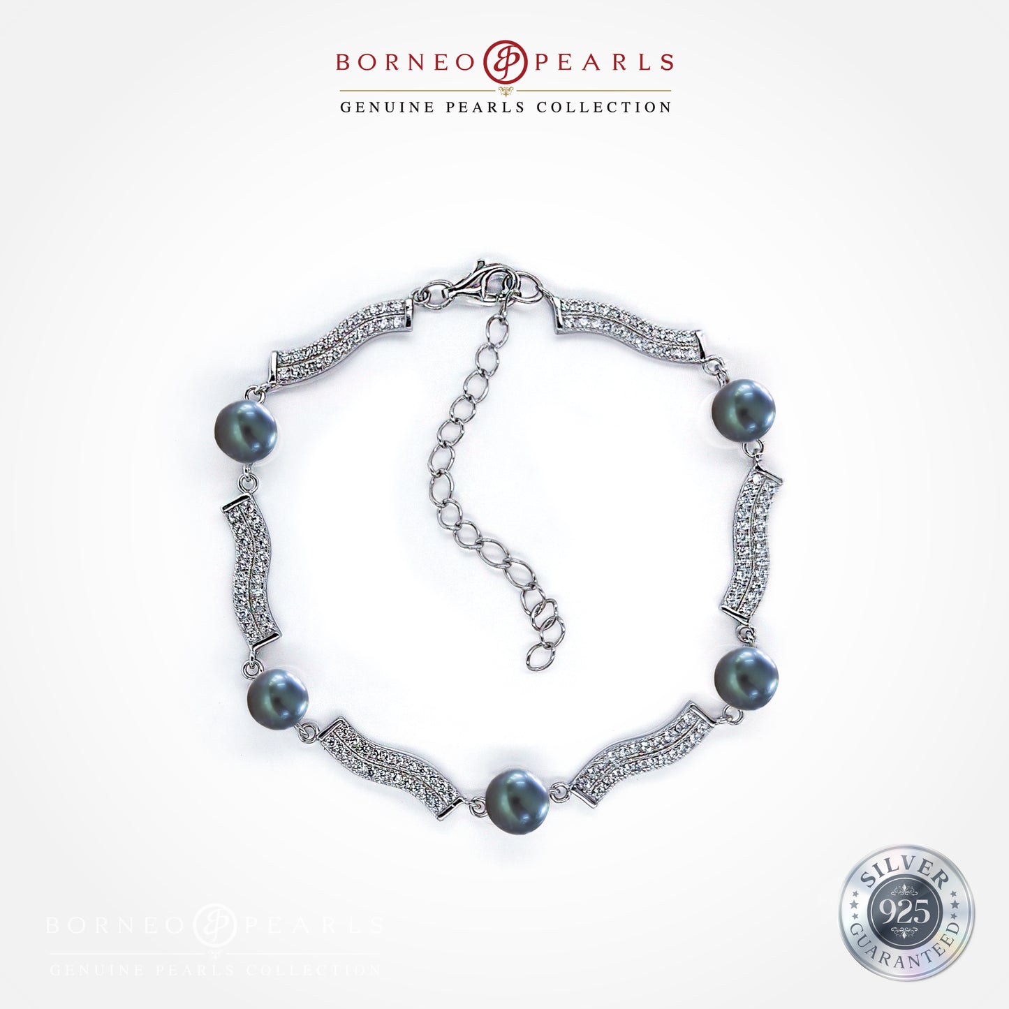 925 Silver Meridian Pavé Pearl Bracelet