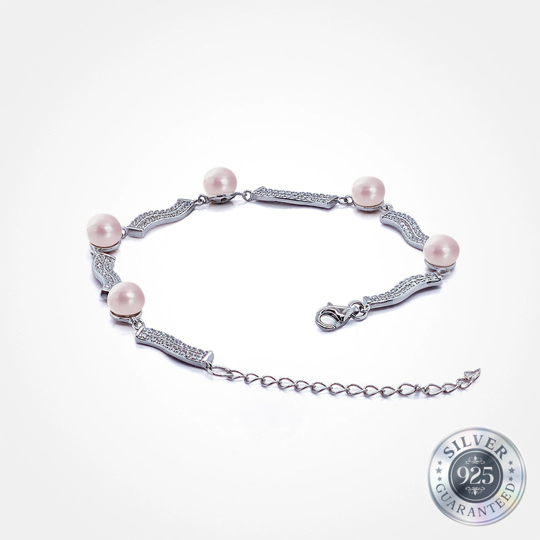 925 Silver Meridian Pavé Pearl Bracelet