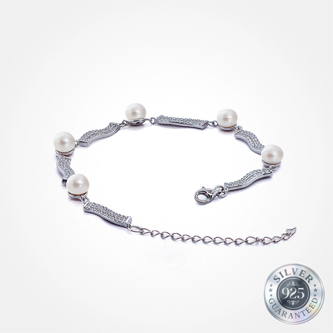 925 Silver Meridian Pavé Pearl Bracelet