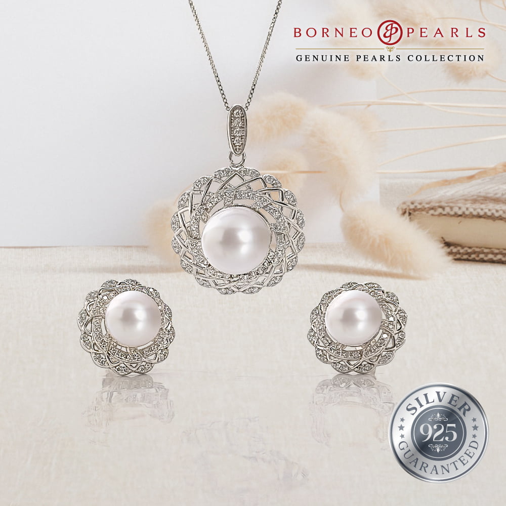 925 Silver Pearl Earring & Pendant Set