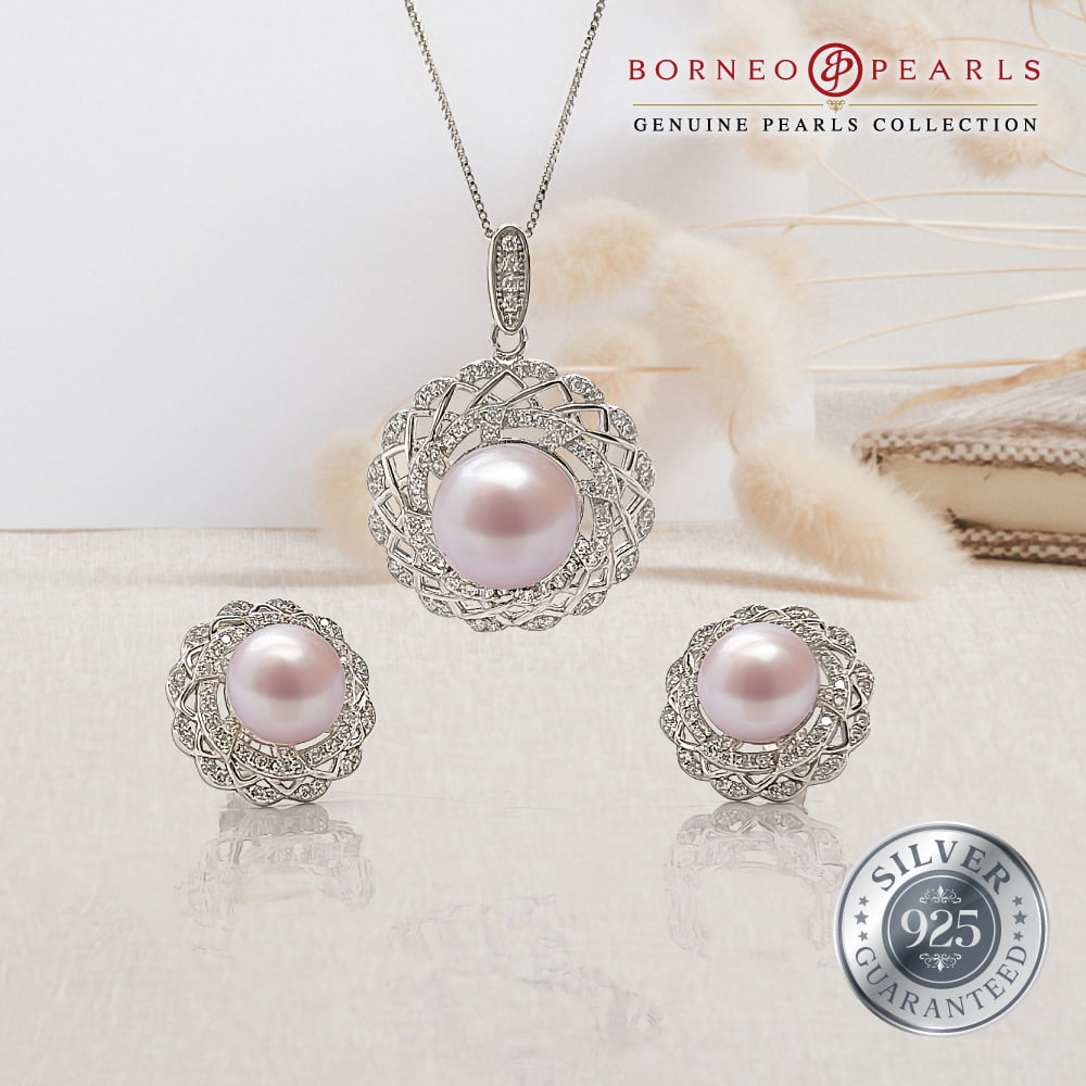 925 Silver Pearl Earring & Pendant Set
