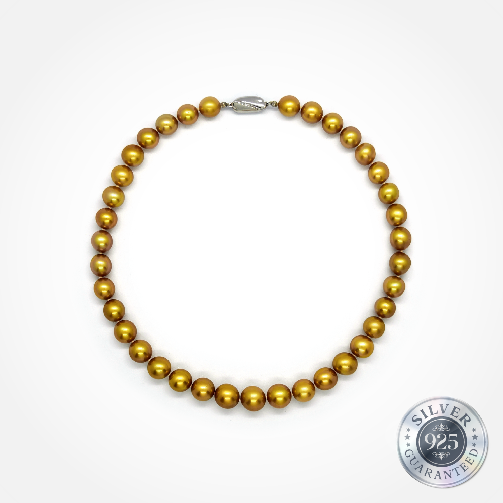 High Grade 12mm Golden South Sea Necklace
