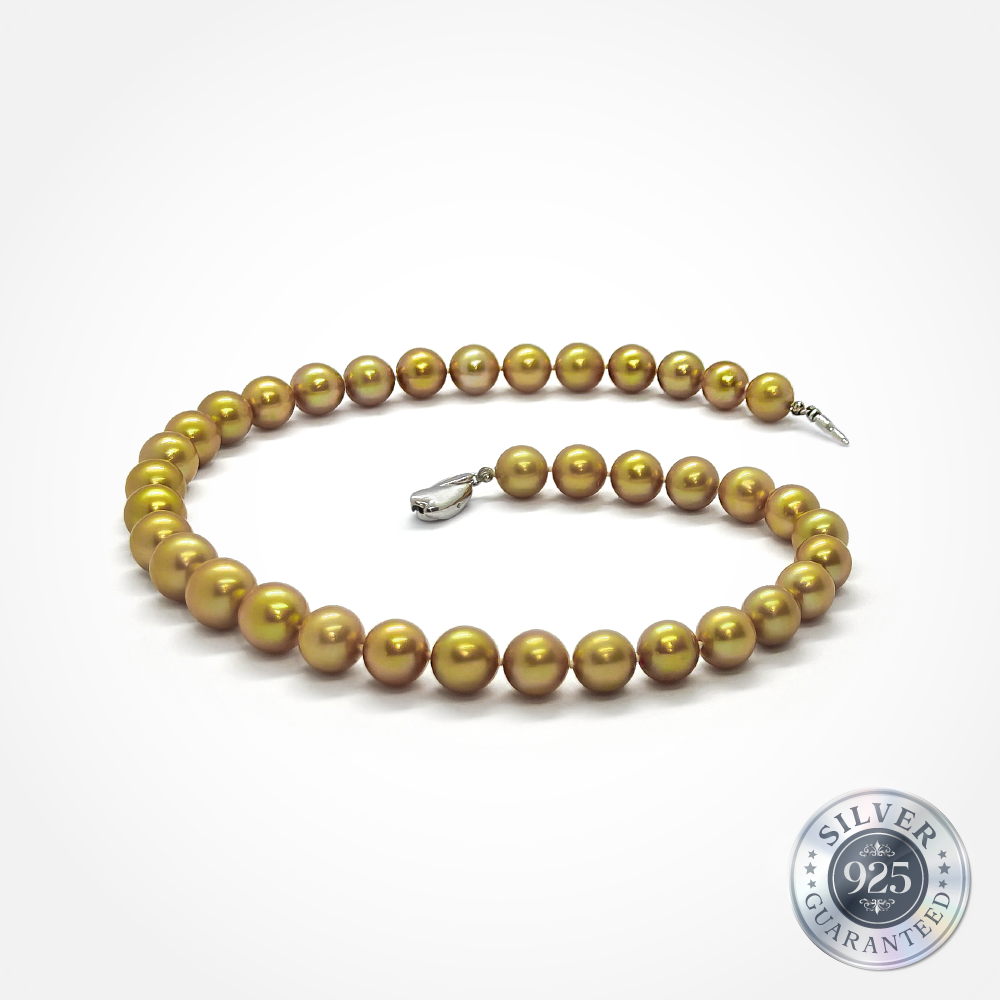 High Grade 12mm Golden South Sea Necklace