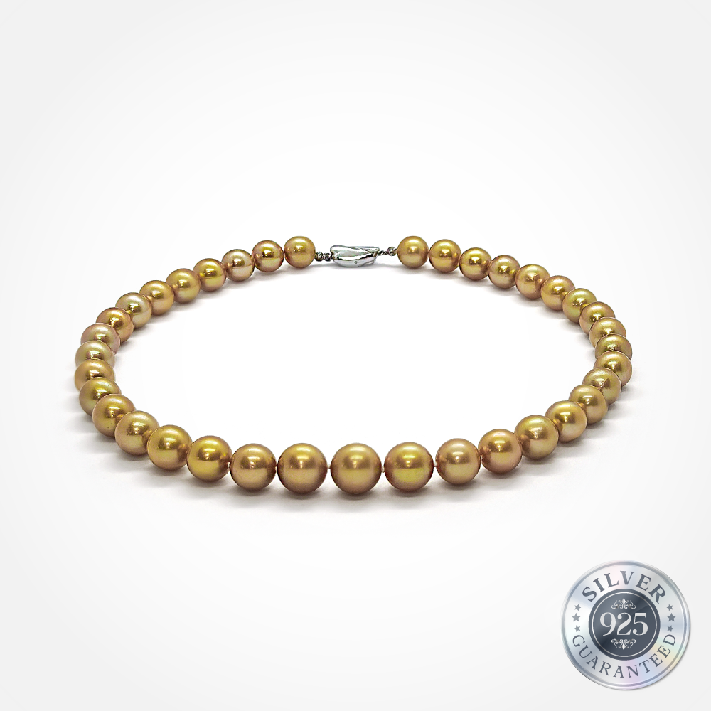 High Grade 12mm Golden South Sea Necklace