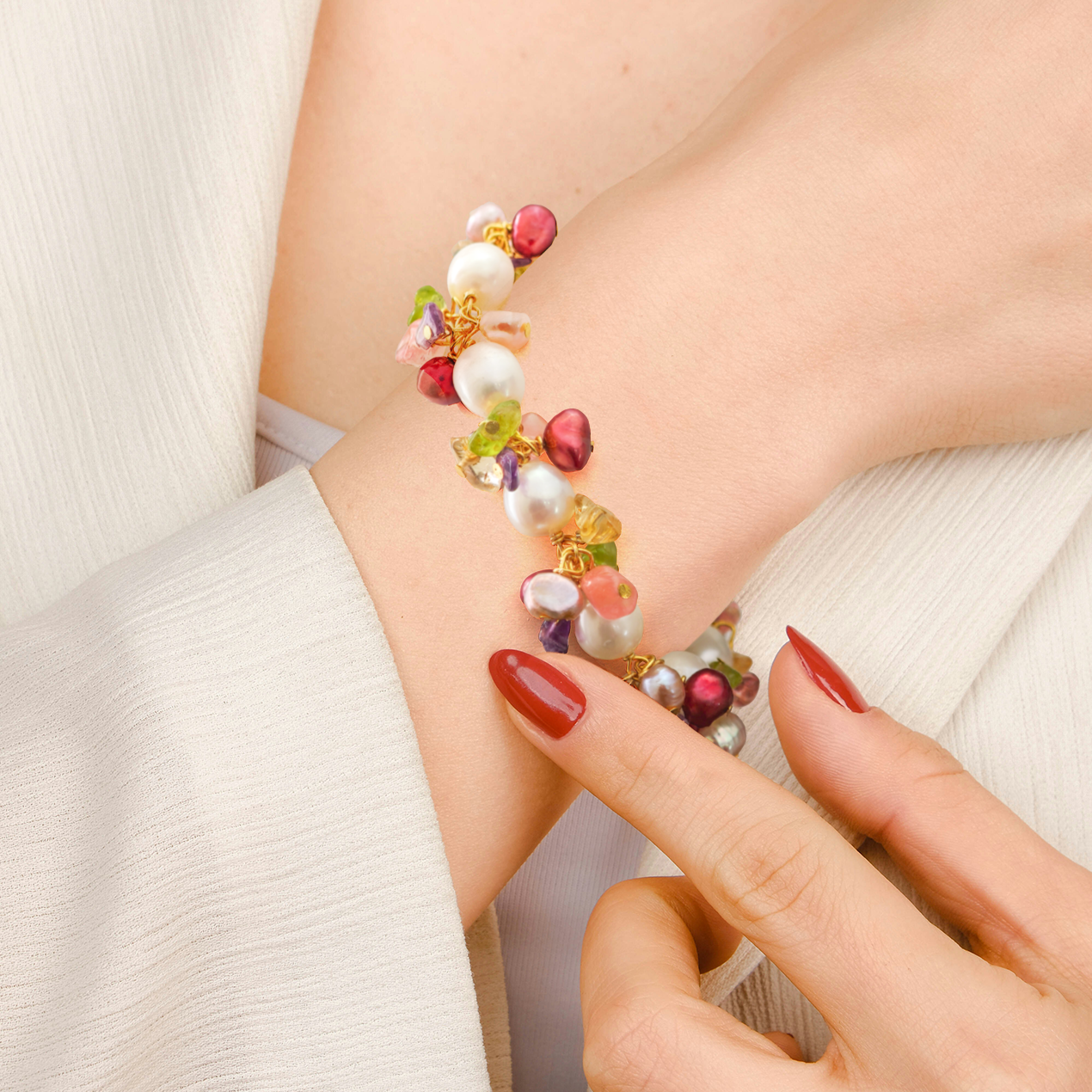 Keshi Pearl & Semi Precious Stones Bracelet