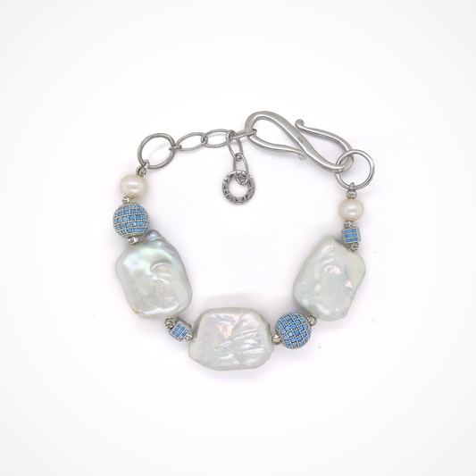 Biwa Pearl & Turquoise Accents Bracelet