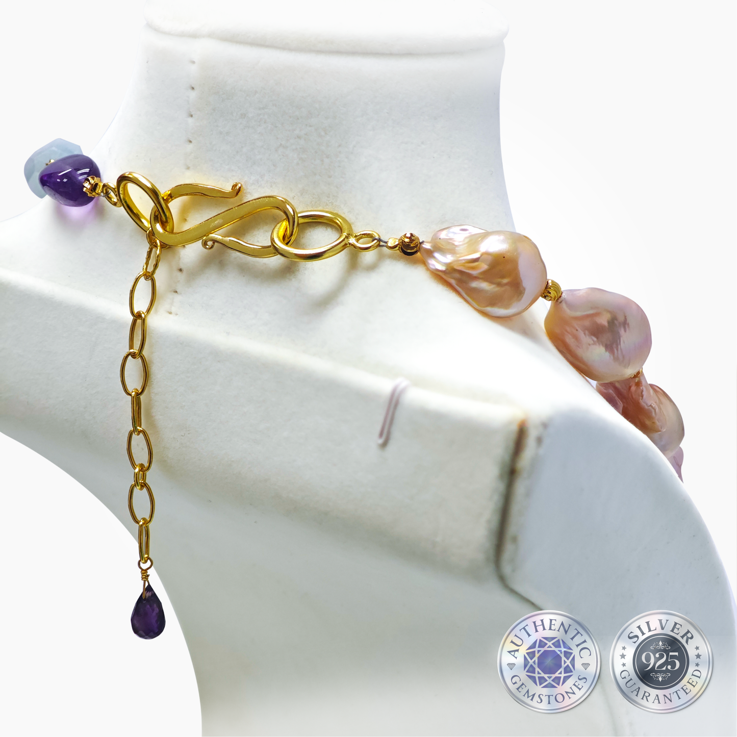 Baroque Aquamarine & Amethyst Necklace
