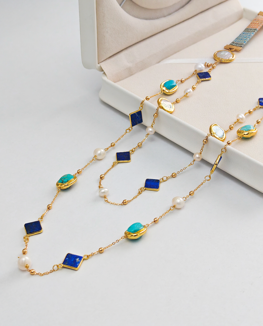 42" Songket Symphony Gemstone Necklace