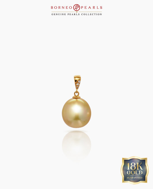 11-12mm Golden South Sea Pearl Pendant in 18k Gold