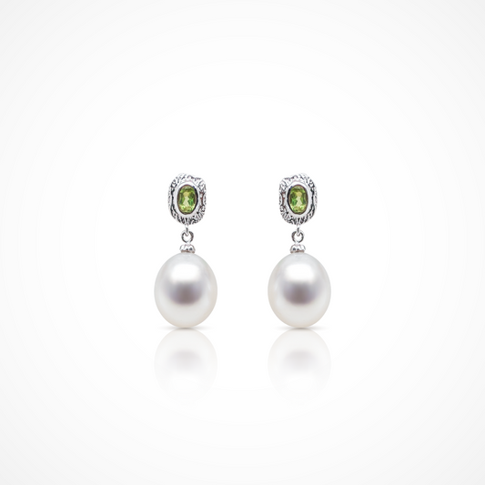 South Sea Pearl & Peridot Earrings
