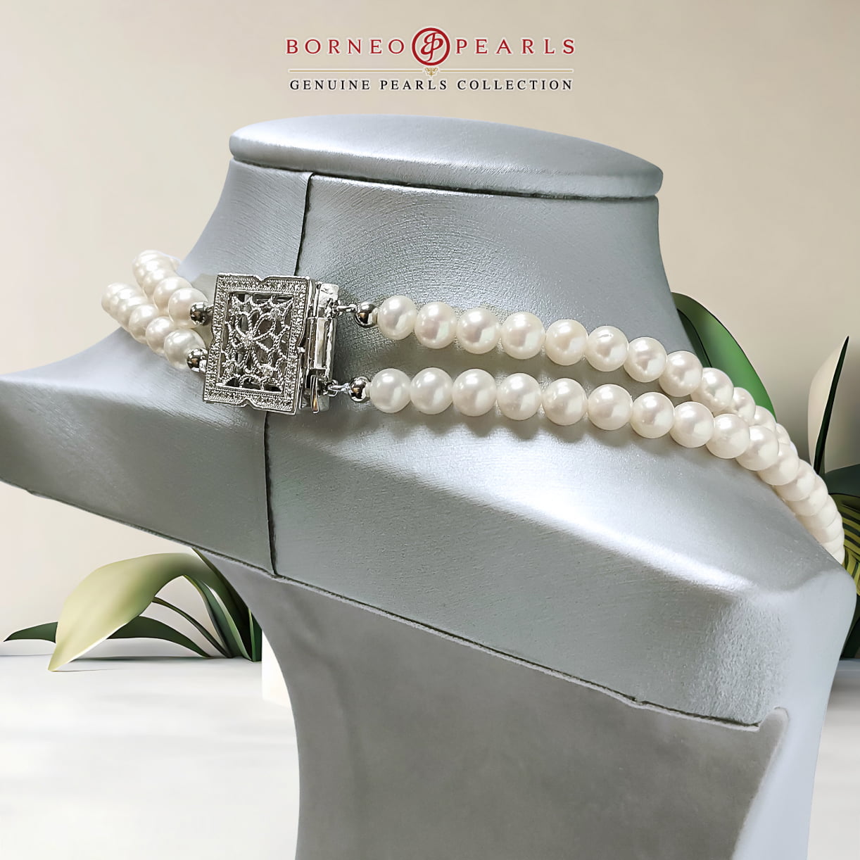 White Double Strand Pearl Necklace