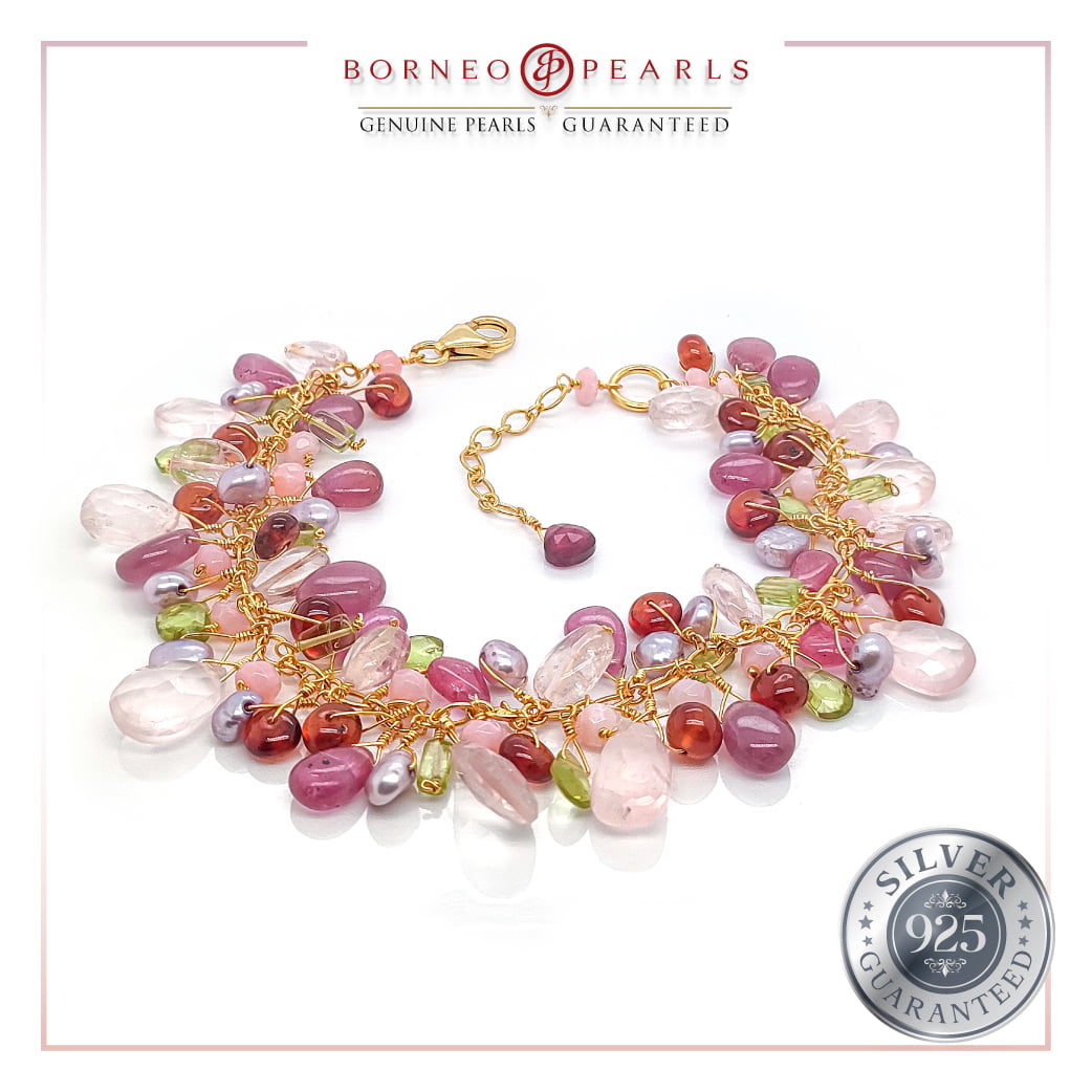 925 Silver Radiant Rose Gemstone Bracelet