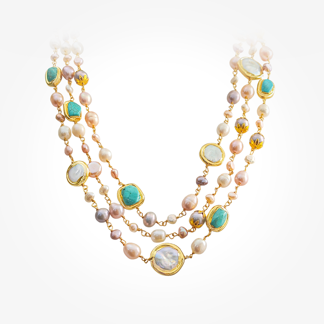 Pretty in Pastel Three Layer Pearl Necklace
