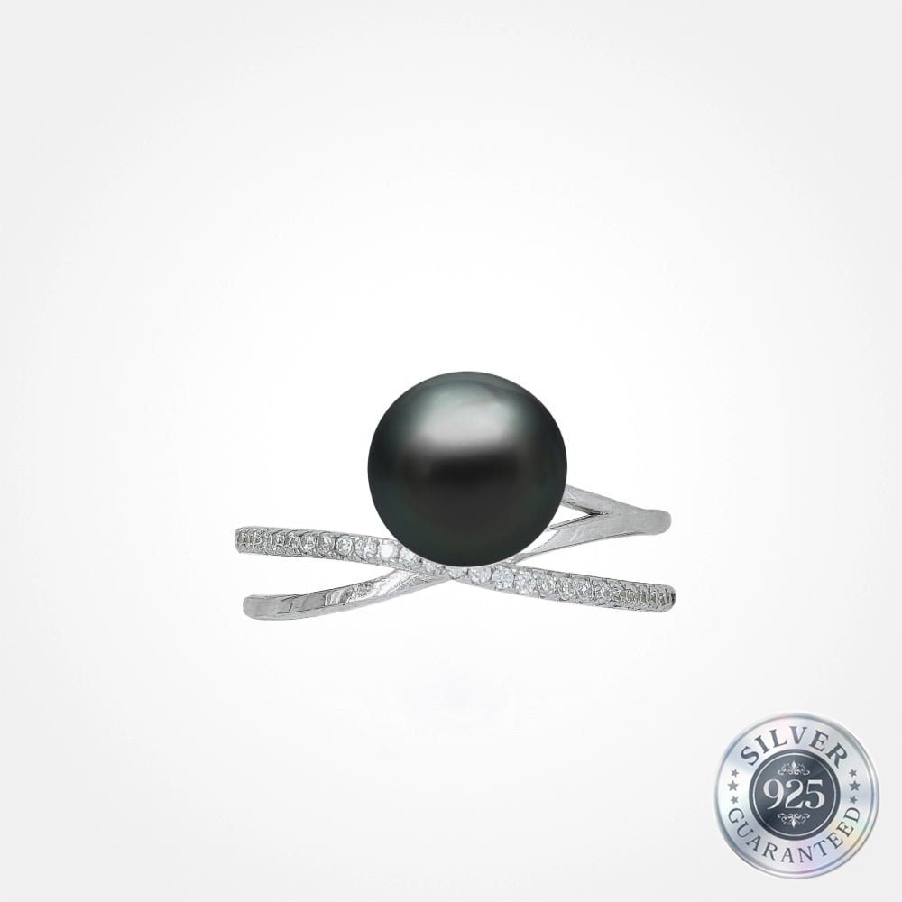 925 Silver Criss Cross Pearl Ring