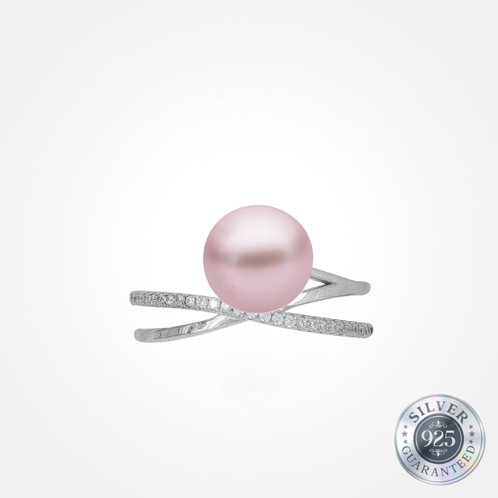 925 Silver Criss Cross Pearl Ring