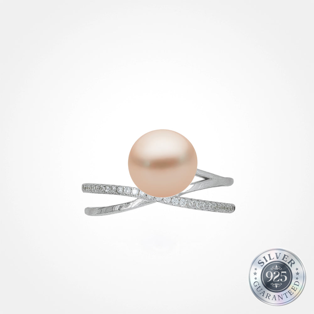 925 Silver Criss Cross Pearl Ring