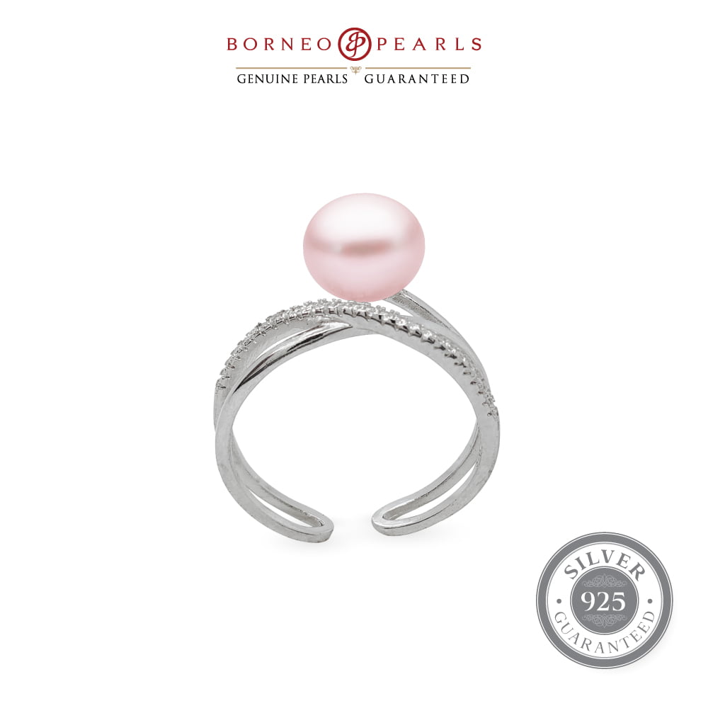 925 Silver Criss Cross Pearl Ring