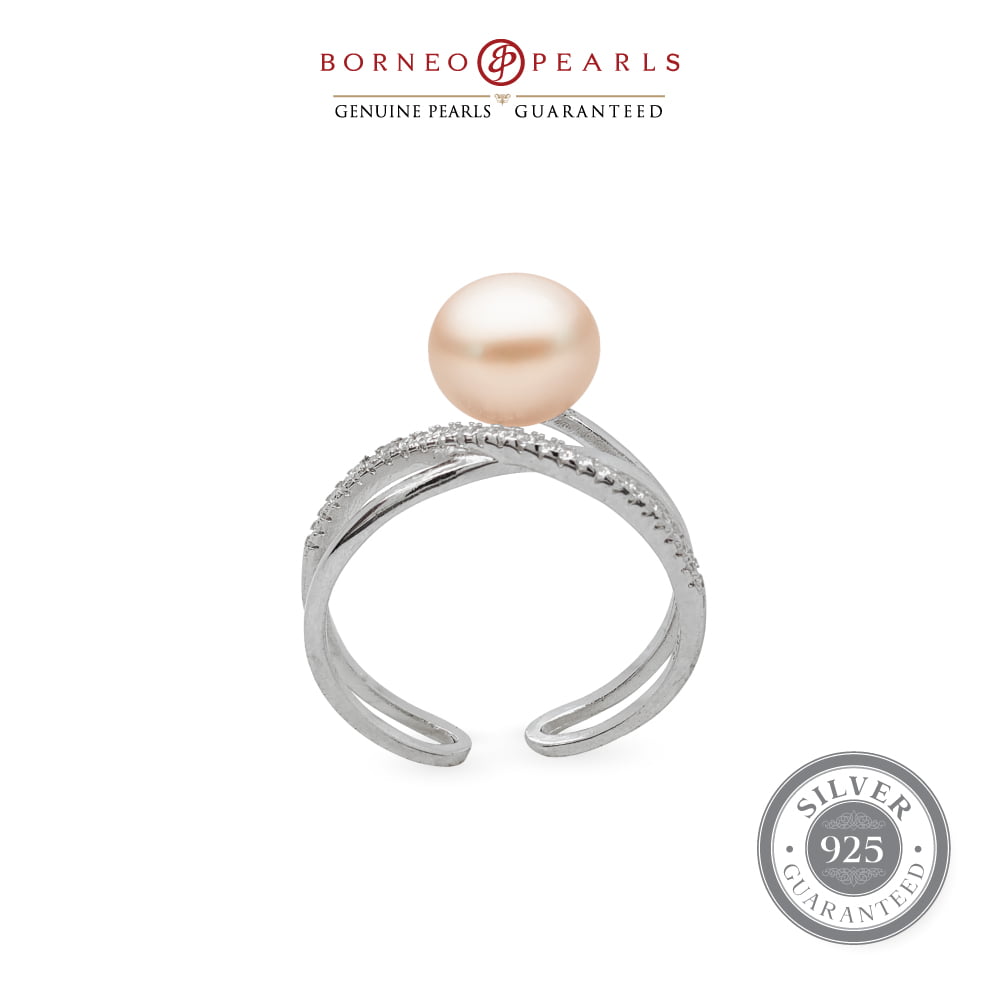 925 Silver Criss Cross Pearl Ring