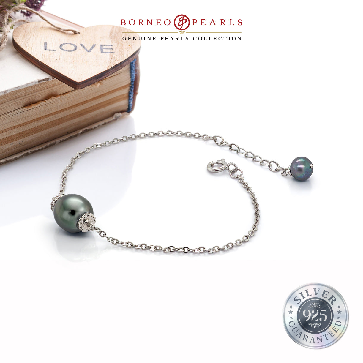925 Silver Tahitian Pearl Bracelet