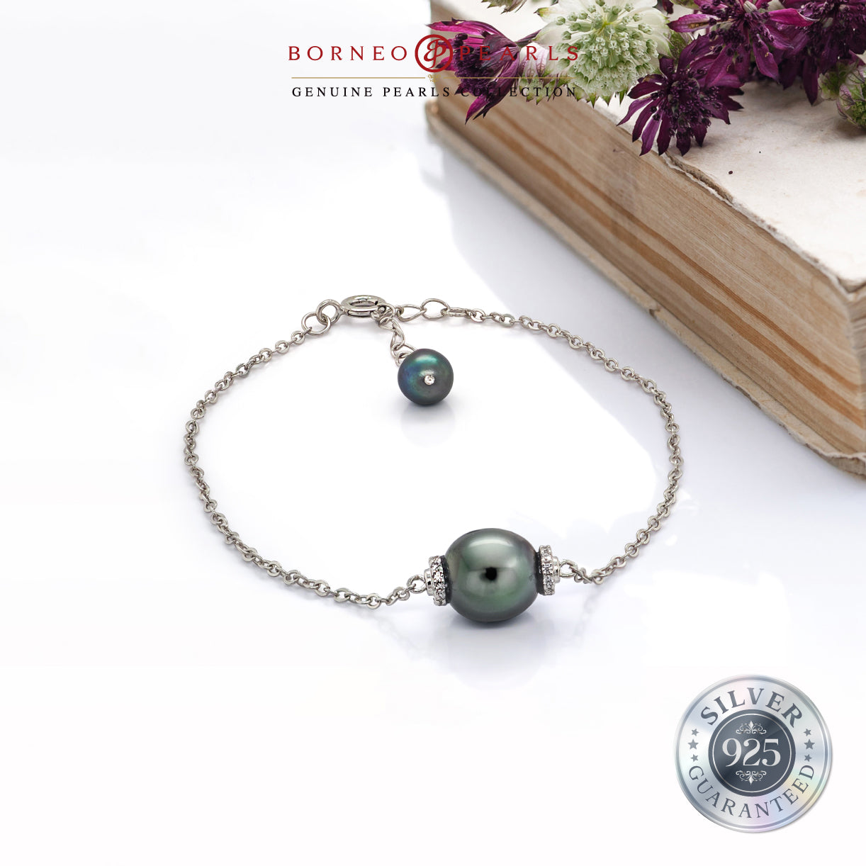 925 Silver Tahitian Pearl Bracelet