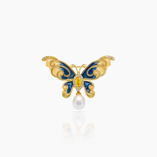 Butterfly Pearl Brooch