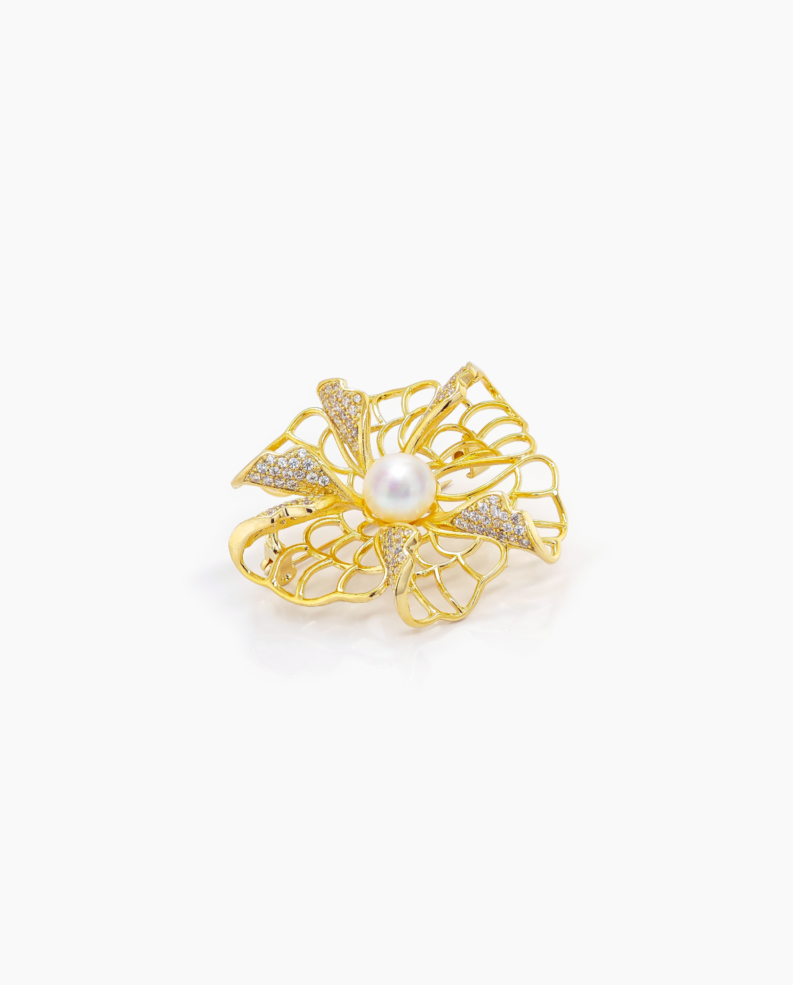 Golden Bloom Pearl Brooch