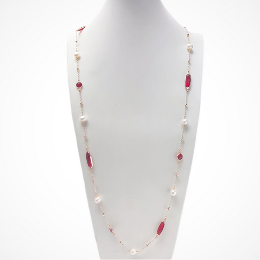 42" inch Pearl with Crystal Necklace