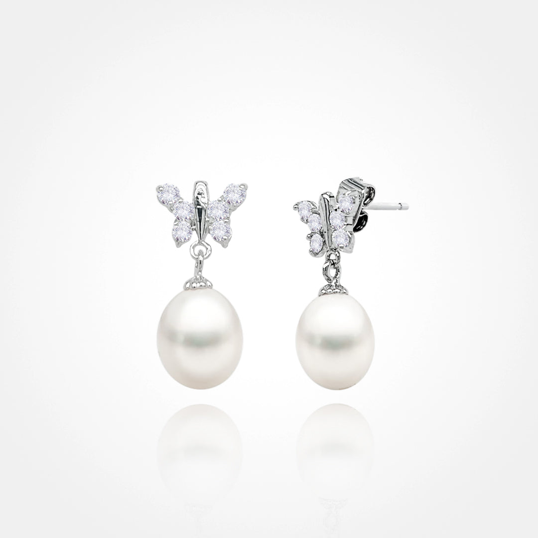 Dainty Butterfly Pearl Earring