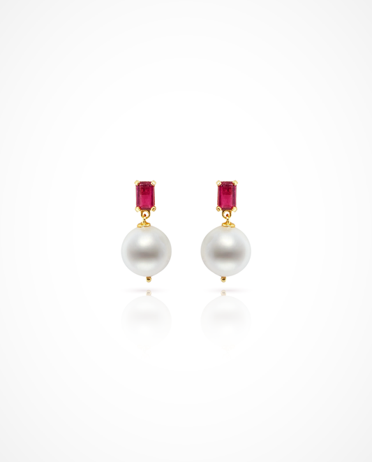 Ruby & 11-13mm Off Round Pearl in 925 Silver